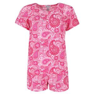 Miss Lillian Women's Paisley Henley Short Sleeve and Shorts Set